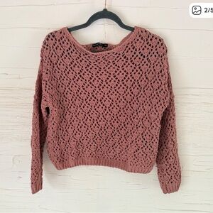 MOON & MADISON Loose Knit Crochet Styled Sweater